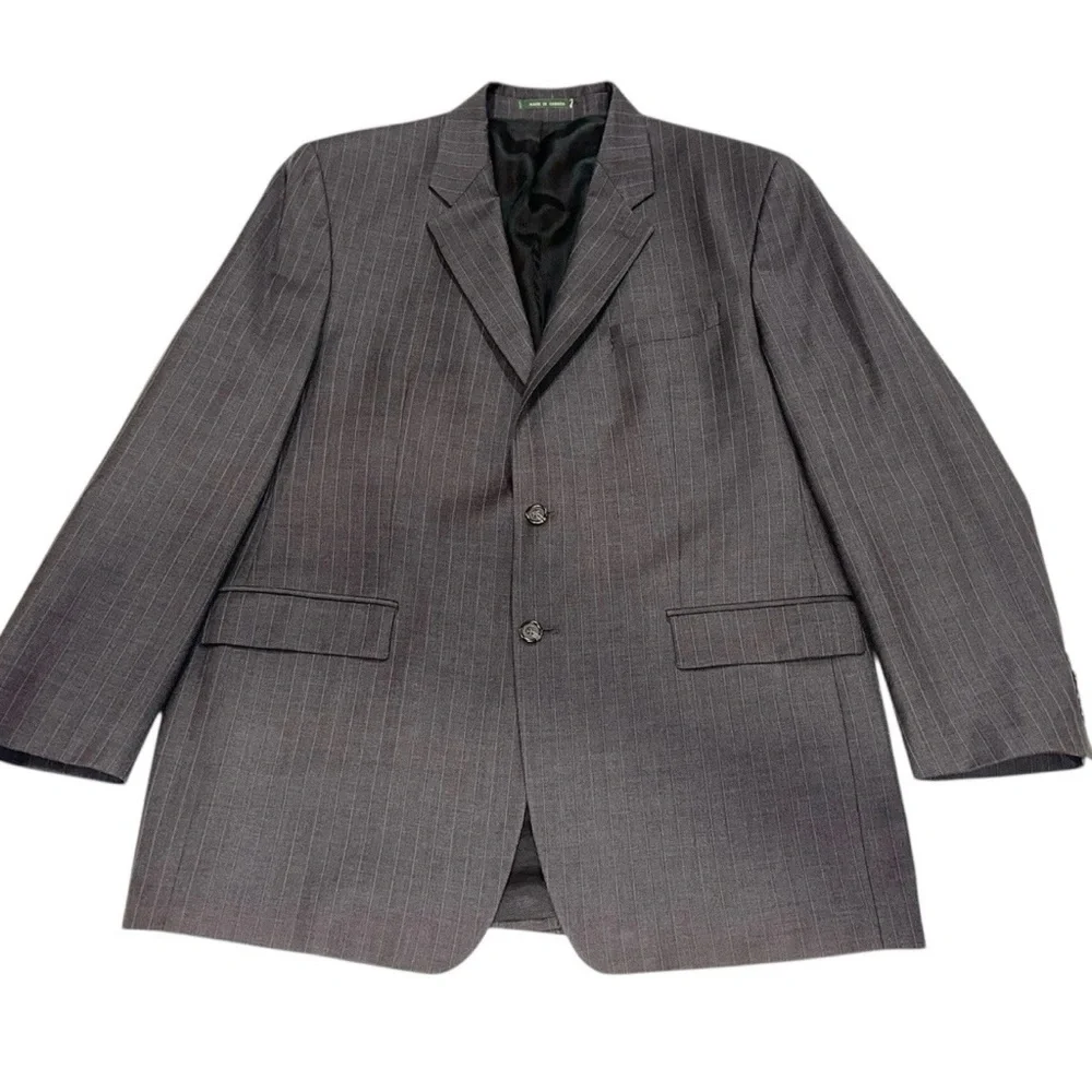 Ralph Lauren LRL 2-Pc Suit Pure Wool Made in Canada Grey Striped 44L / 38x30